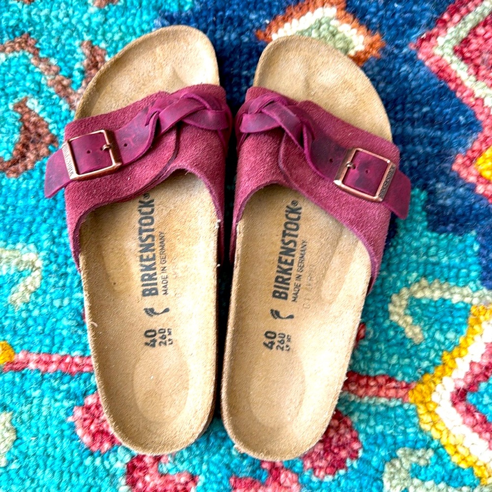 New! Birkenstock Madrid Braided 40 (9) Gorgeous Zinfandel suede.